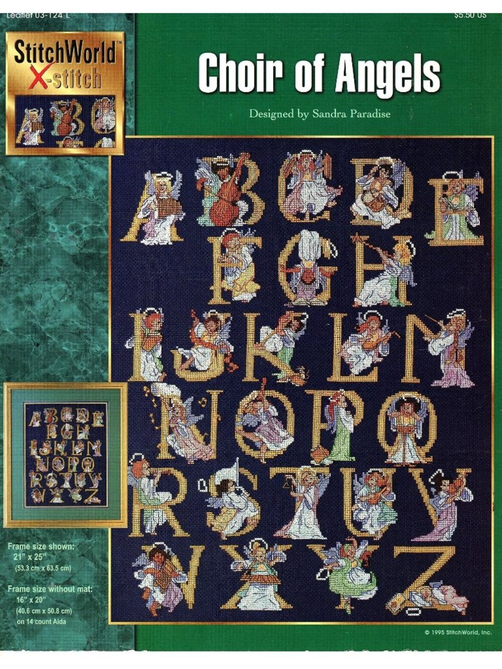 Choir Of Angels Vintage Cross-Stitch Alphabet Sampler Pattern By Sandra Paradise